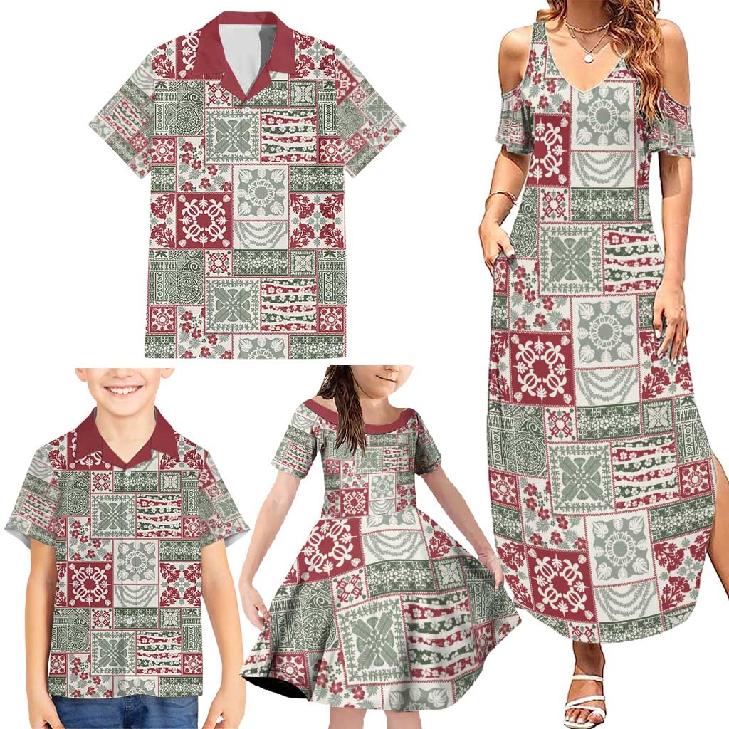 Mele Kalikimaka Hawaii Christmas Family Matching Summer Maxi Dress and Hawaiian Shirt Aloha Spirit with Hawaiian Quilt Pattern LT9 - Polynesian Pride