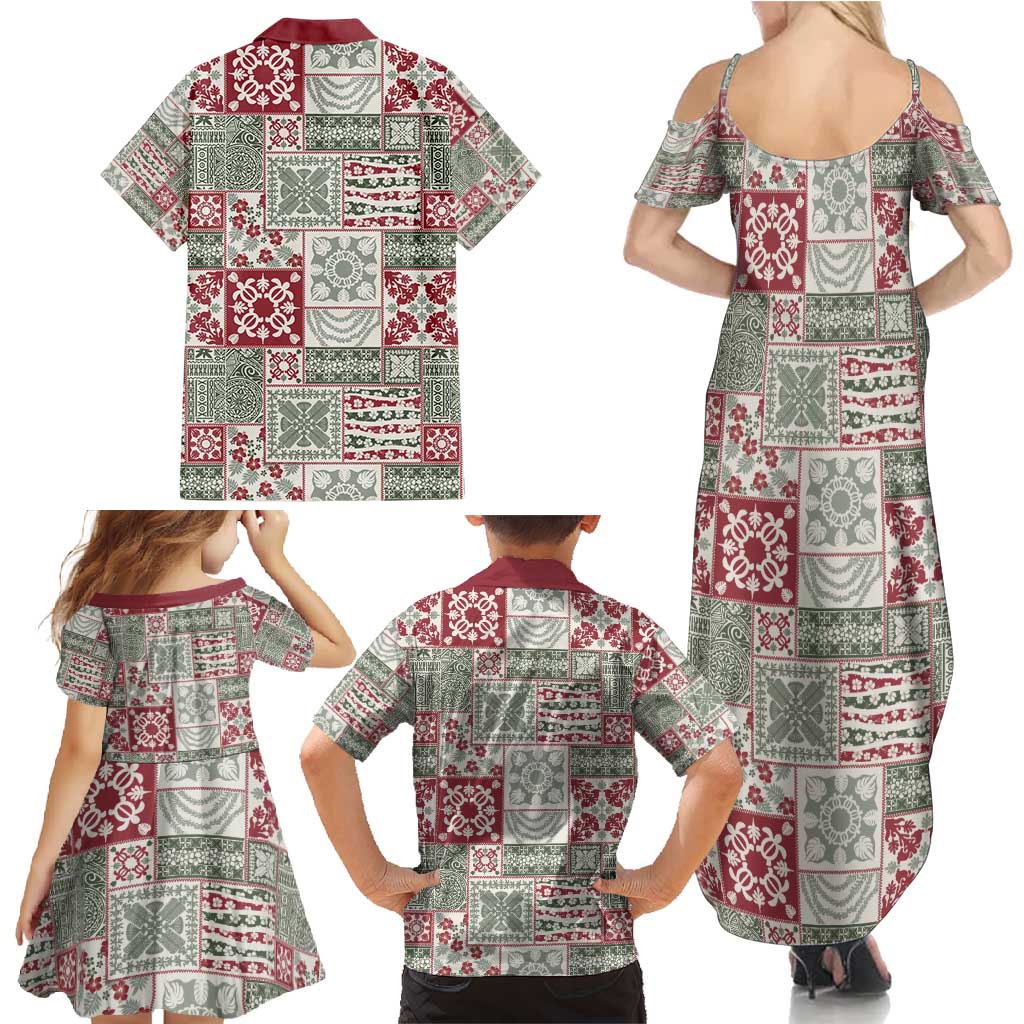 Mele Kalikimaka Hawaii Christmas Family Matching Summer Maxi Dress and Hawaiian Shirt Aloha Spirit with Hawaiian Quilt Pattern LT9 - Polynesian Pride