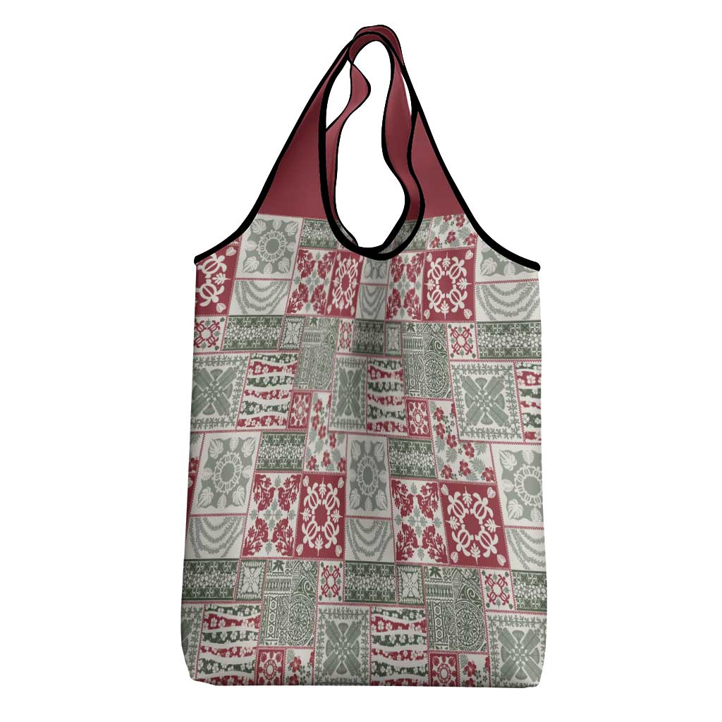 Mele Kalikimaka Hawaii Christmas Grocery Bag Aloha Spirit with Hawaiian Quilt Pattern - Polynesian Pride