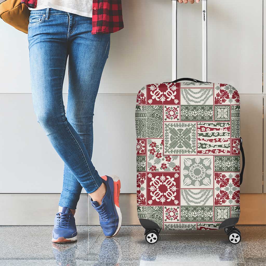 Mele Kalikimaka Hawaii Christmas Luggage Cover Aloha Spirit with Hawaiian Quilt Pattern - Polynesian Pride