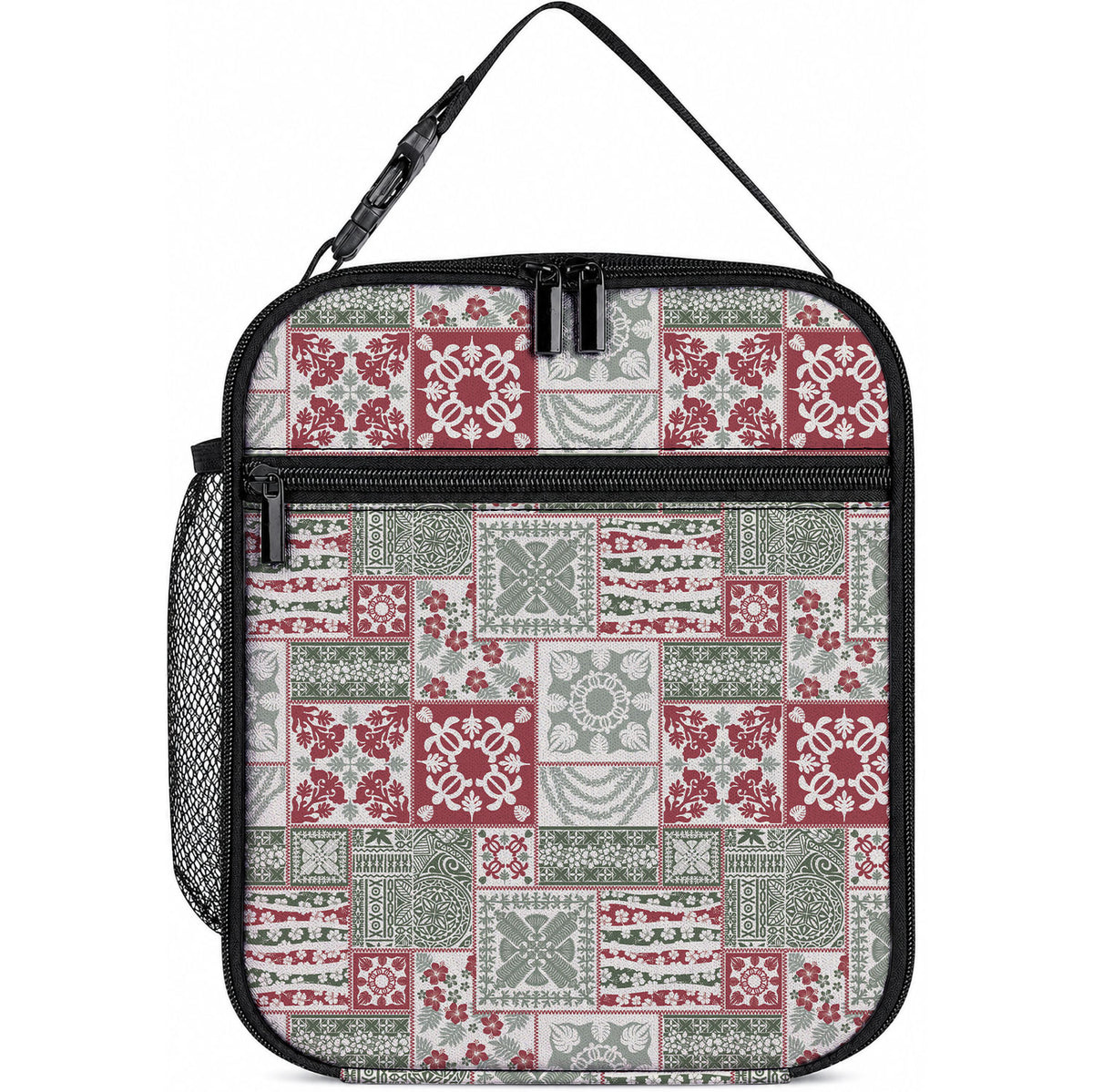 Mele Kalikimaka Hawaii Christmas Lunch Bag Aloha Spirit with Hawaiian Quilt Pattern LT9 10.2 × 8.3 × 4.3 inch Beige - Polynesian Pride