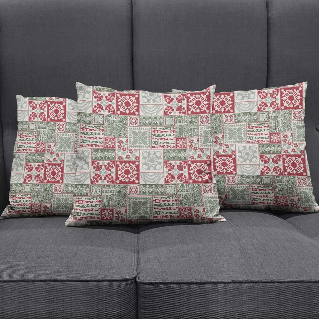 Mele Kalikimaka Hawaii Christmas Pillow Cover Aloha Spirit with Hawaiian Quilt Pattern - Polynesian Pride