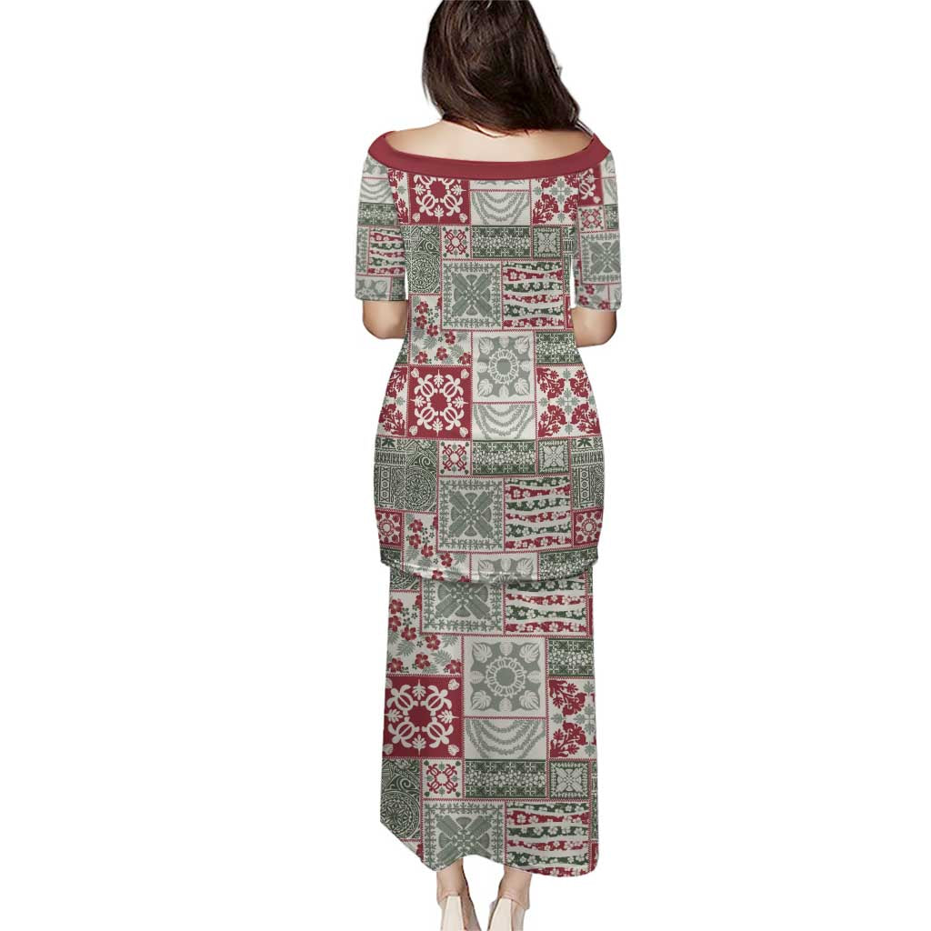 Mele Kalikimaka Hawaii Christmas Puletasi Aloha Spirit with Hawaiian Quilt Pattern - Polynesian Pride