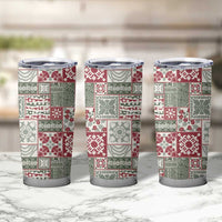 Mele Kalikimaka Hawaii Christmas Tumbler Cup Aloha Spirit with Hawaiian Quilt Pattern - Polynesian Pride
