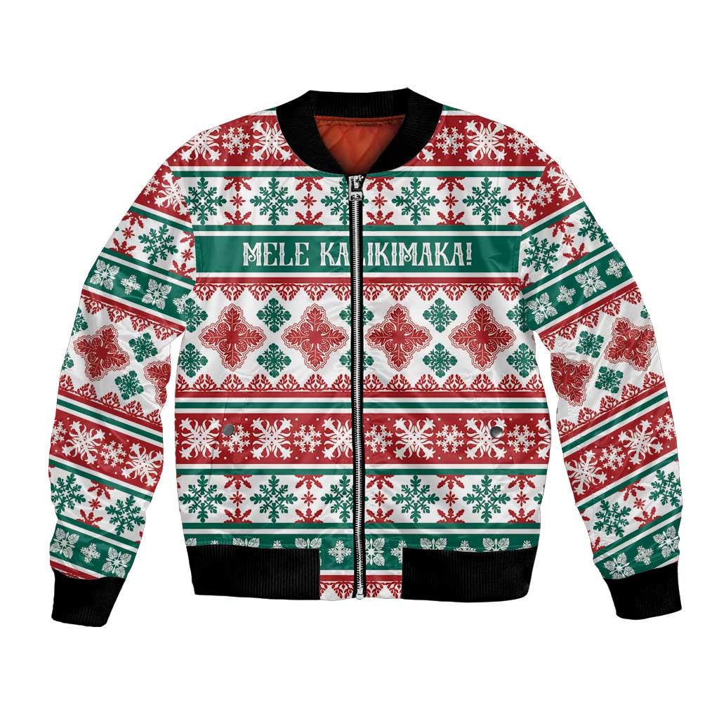 Mele Kalikimaka Hawaii Christmas Bomber Jacket Hawaiian Quilt Pattern Style - Polynesian Pride