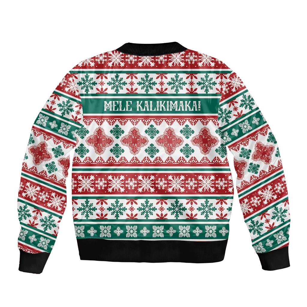 Mele Kalikimaka Hawaii Christmas Bomber Jacket Hawaiian Quilt Pattern Style - Polynesian Pride
