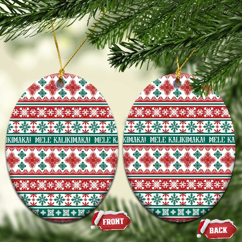 Mele Kalikimaka Hawaii Christmas Ceramic Ornament Hawaiian Quilt Pattern Style - Polynesian Pride
