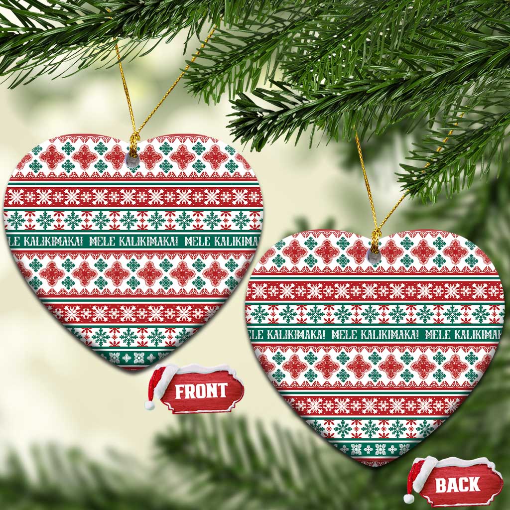 Mele Kalikimaka Hawaii Christmas Ceramic Ornament Hawaiian Quilt Pattern Style - Polynesian Pride