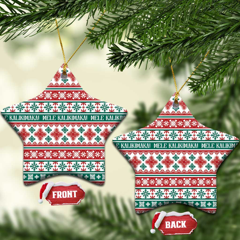 Mele Kalikimaka Hawaii Christmas Ceramic Ornament Hawaiian Quilt Pattern Style - Polynesian Pride