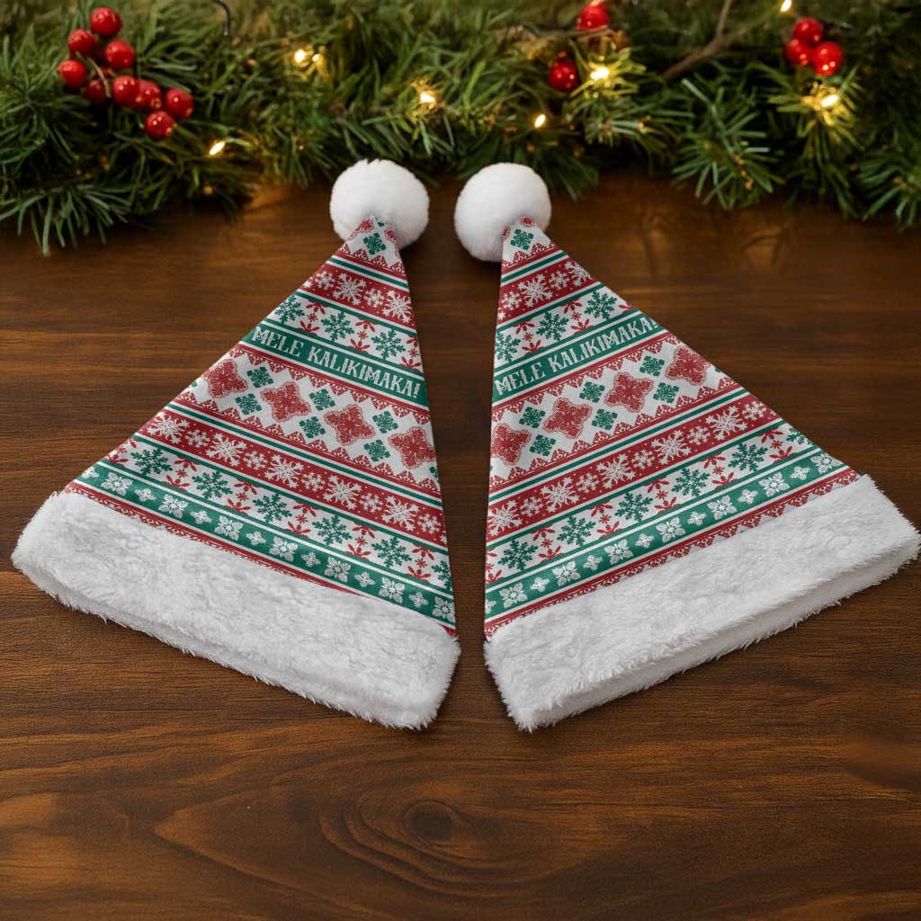 Mele Kalikimaka Hawaii Christmas Santa Hat Hawaiian Quilt Pattern Style - Polynesian Pride