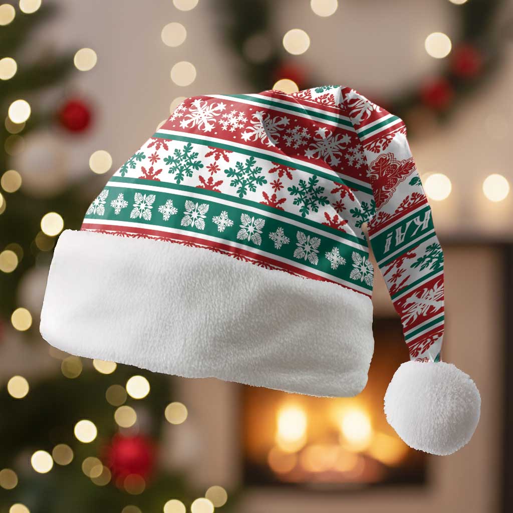 Mele Kalikimaka Hawaii Christmas Santa Hat Hawaiian Quilt Pattern Style - Polynesian Pride