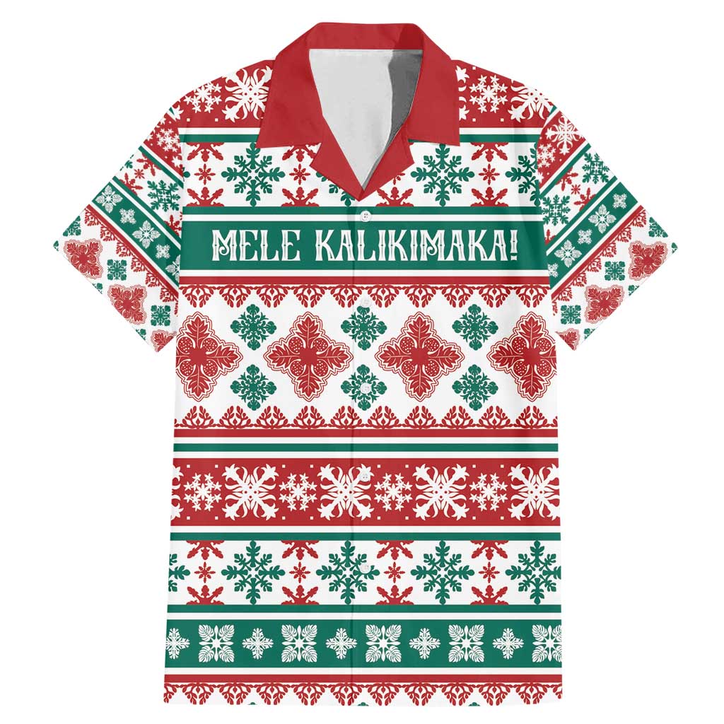 Mele Kalikimaka Hawaii Christmas Family Matching Mermaid Dress and Hawaiian Shirt Hawaiian Quilt Pattern Style LT9 Dad's Shirt - Short Sleeve Beige - Polynesian Pride