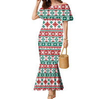Mele Kalikimaka Hawaii Christmas Family Matching Mermaid Dress and Hawaiian Shirt Hawaiian Quilt Pattern Style LT9 Mom's Dress Beige - Polynesian Pride