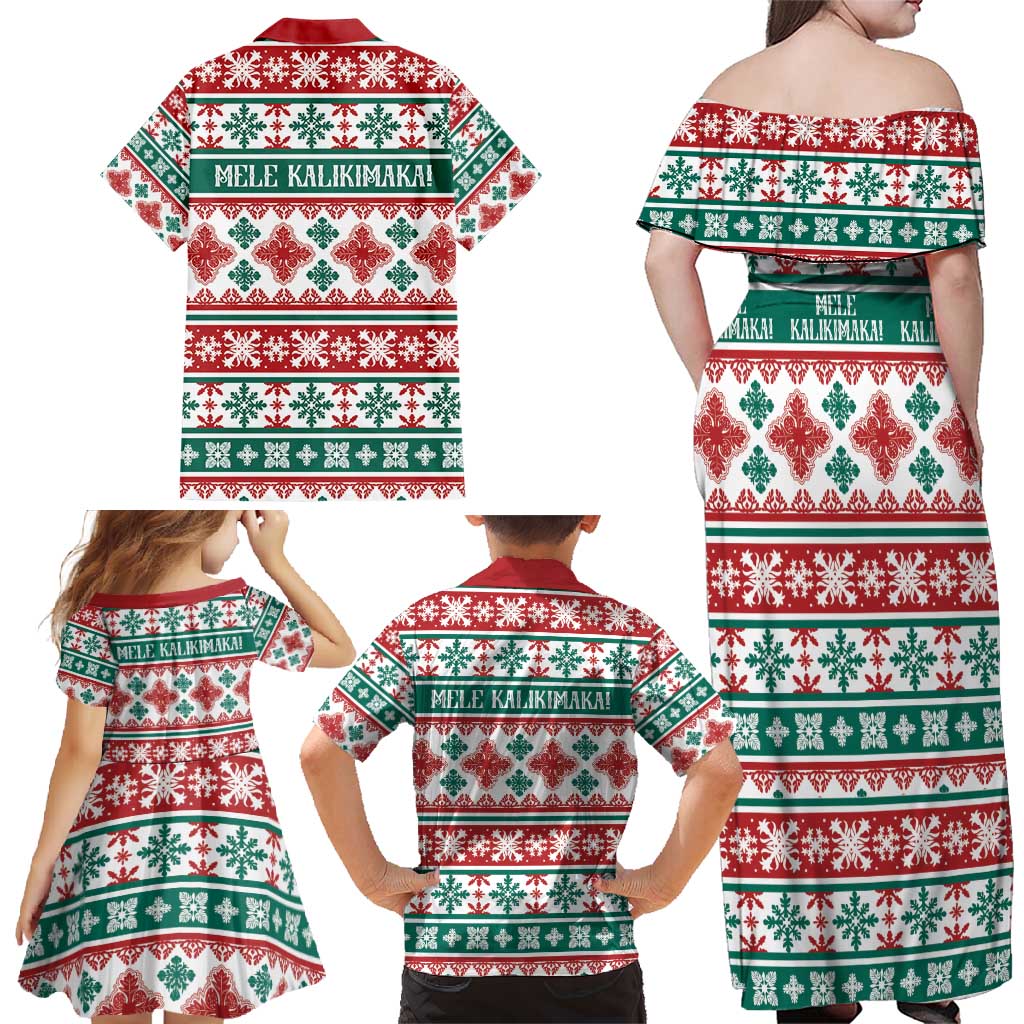 Mele Kalikimaka Hawaii Christmas Family Matching Off Shoulder Maxi Dress and Hawaiian Shirt Hawaiian Quilt Pattern Style LT9 - Polynesian Pride