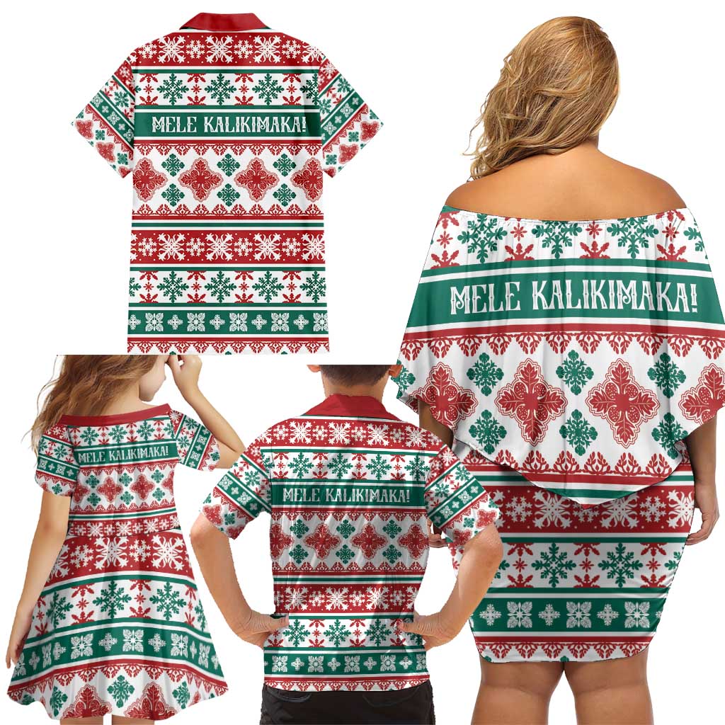 Mele Kalikimaka Hawaii Christmas Family Matching Off Shoulder Short Dress and Hawaiian Shirt Hawaiian Quilt Pattern Style LT9 - Polynesian Pride