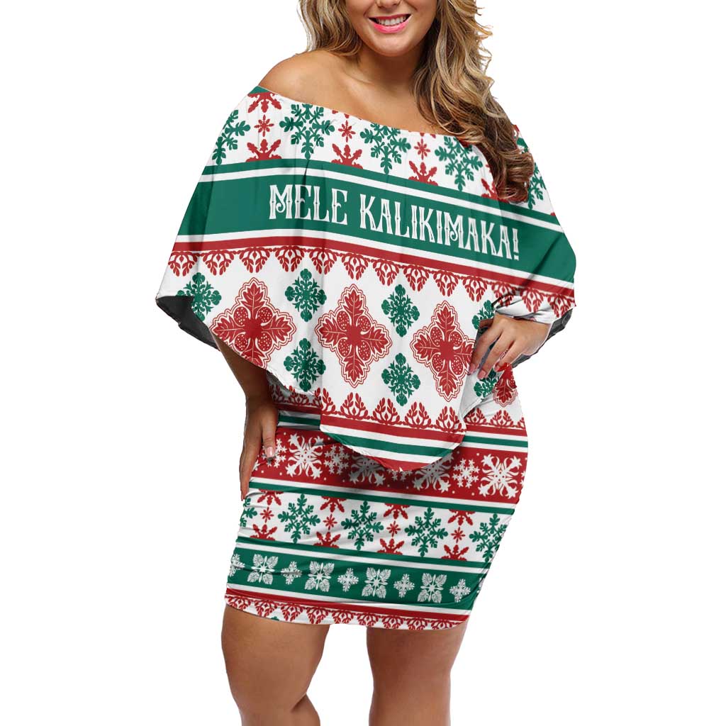 Mele Kalikimaka Hawaii Christmas Family Matching Off Shoulder Short Dress and Hawaiian Shirt Hawaiian Quilt Pattern Style LT9 Mom's Dress Beige - Polynesian Pride