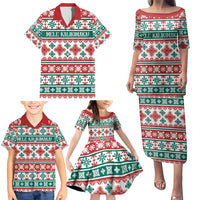 Mele Kalikimaka Hawaii Christmas Family Matching Puletasi and Hawaiian Shirt Hawaiian Quilt Pattern Style - Polynesian Pride