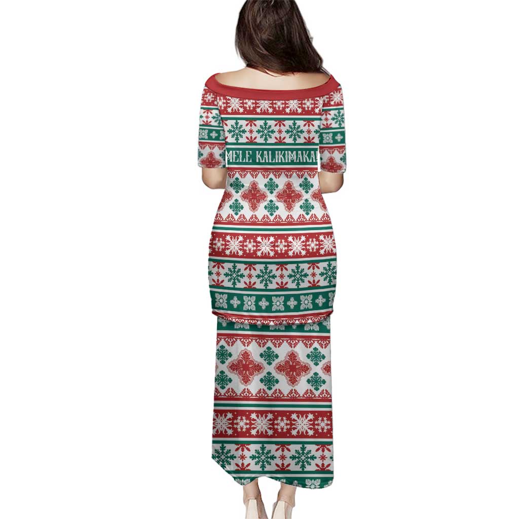 Mele Kalikimaka Hawaii Christmas Family Matching Puletasi and Hawaiian Shirt Hawaiian Quilt Pattern Style - Polynesian Pride