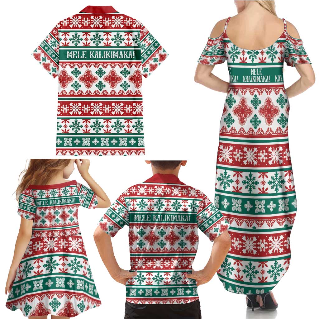 Mele Kalikimaka Hawaii Christmas Family Matching Summer Maxi Dress and Hawaiian Shirt Hawaiian Quilt Pattern Style LT9 - Polynesian Pride