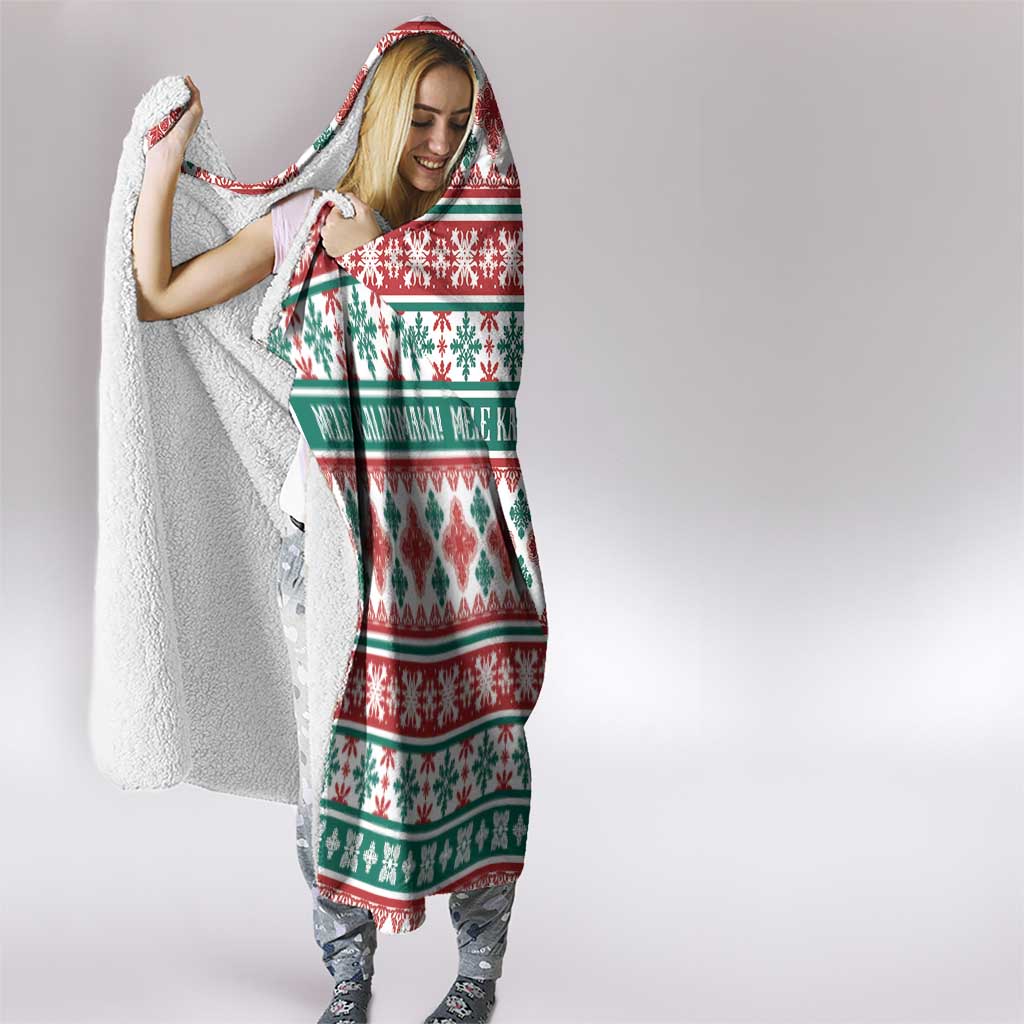 Mele Kalikimaka Hawaii Christmas Hooded Blanket Hawaiian Quilt Pattern Style - Polynesian Pride