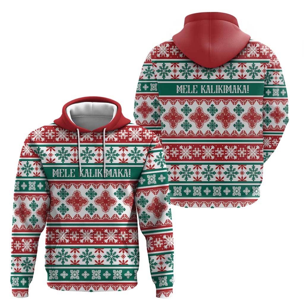 Mele Kalikimaka Hawaii Christmas Hoodie Hawaiian Quilt Pattern Style - Polynesian Pride