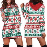 Mele Kalikimaka Hawaii Christmas Hoodie Dress Hawaiian Quilt Pattern Style - Polynesian Pride