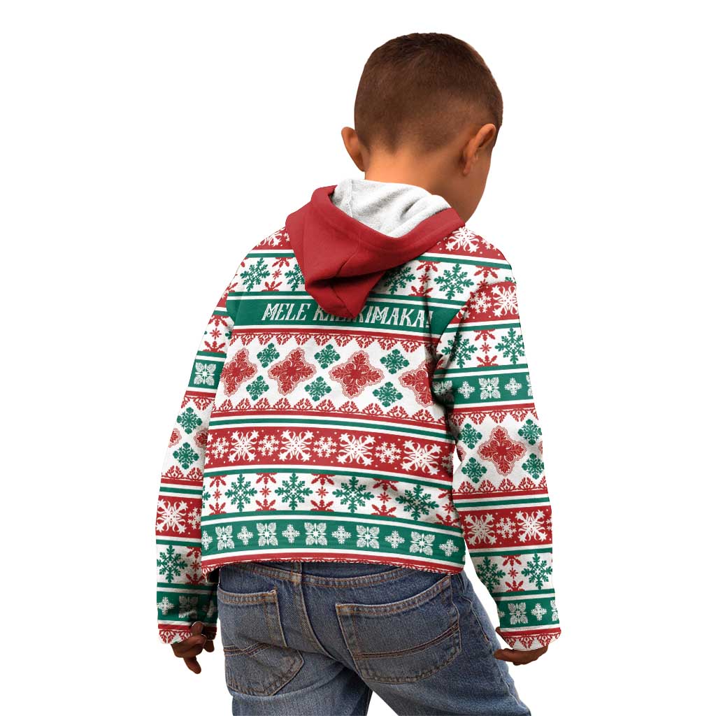 Mele Kalikimaka Hawaii Christmas Kid Hoodie Hawaiian Quilt Pattern Style - Polynesian Pride