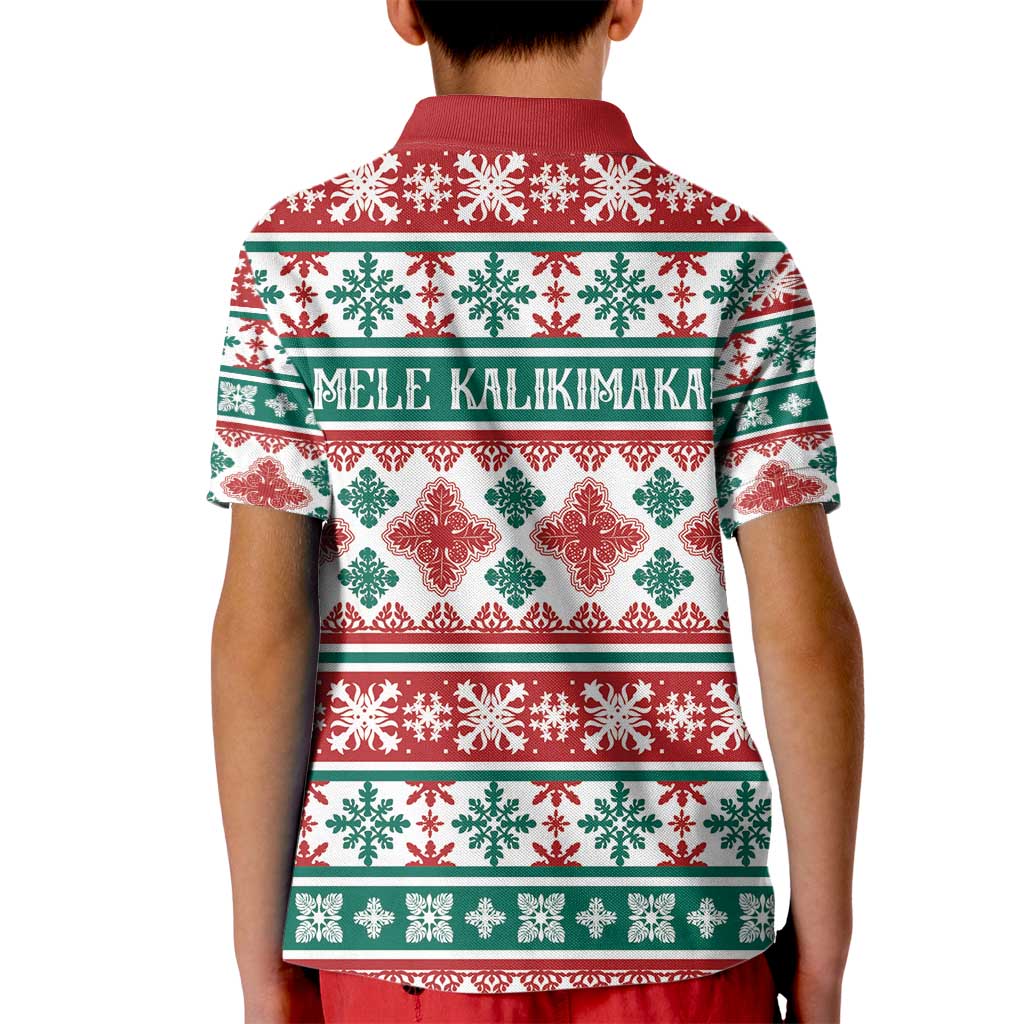 Mele Kalikimaka Hawaii Christmas Kid Polo Shirt Hawaiian Quilt Pattern Style - Polynesian Pride