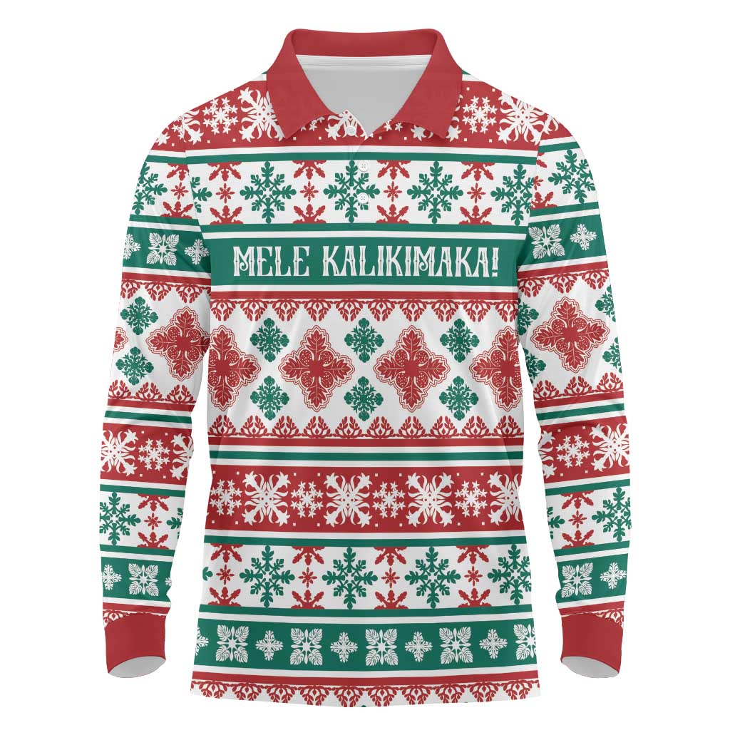 Mele Kalikimaka Hawaii Christmas Long Sleeve Polo Shirt Hawaiian Quilt Pattern Style LT9 Beige - Polynesian Pride