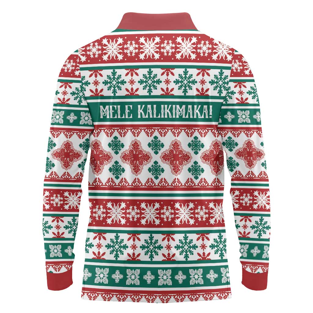 Mele Kalikimaka Hawaii Christmas Long Sleeve Polo Shirt Hawaiian Quilt Pattern Style LT9 - Polynesian Pride
