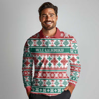 Mele Kalikimaka Hawaii Christmas Long Sleeve Polo Shirt Hawaiian Quilt Pattern Style LT9 - Polynesian Pride