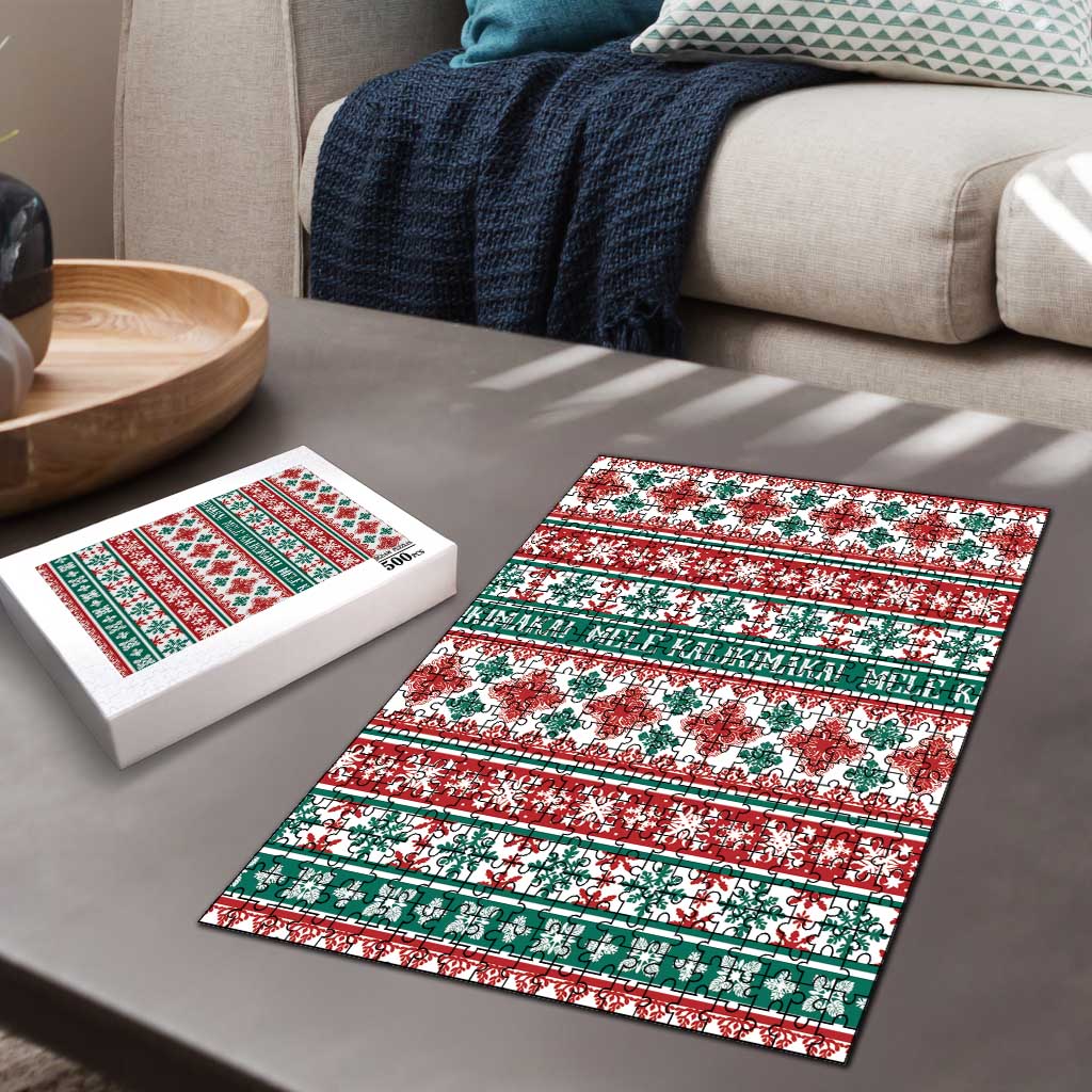 Mele Kalikimaka Hawaii Christmas Puzzle Hawaiian Quilt Pattern Style - Polynesian Pride