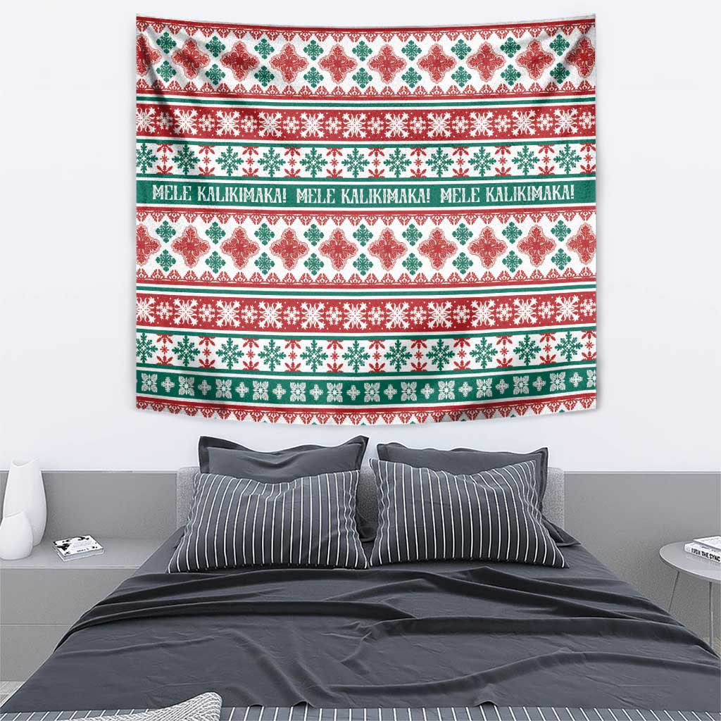 Mele Kalikimaka Hawaii Christmas Tapestry Hawaiian Quilt Pattern Style - Polynesian Pride
