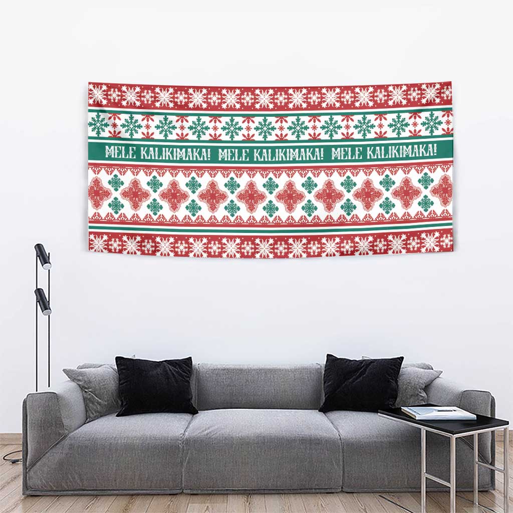 Mele Kalikimaka Hawaii Christmas Tapestry Hawaiian Quilt Pattern Style - Polynesian Pride