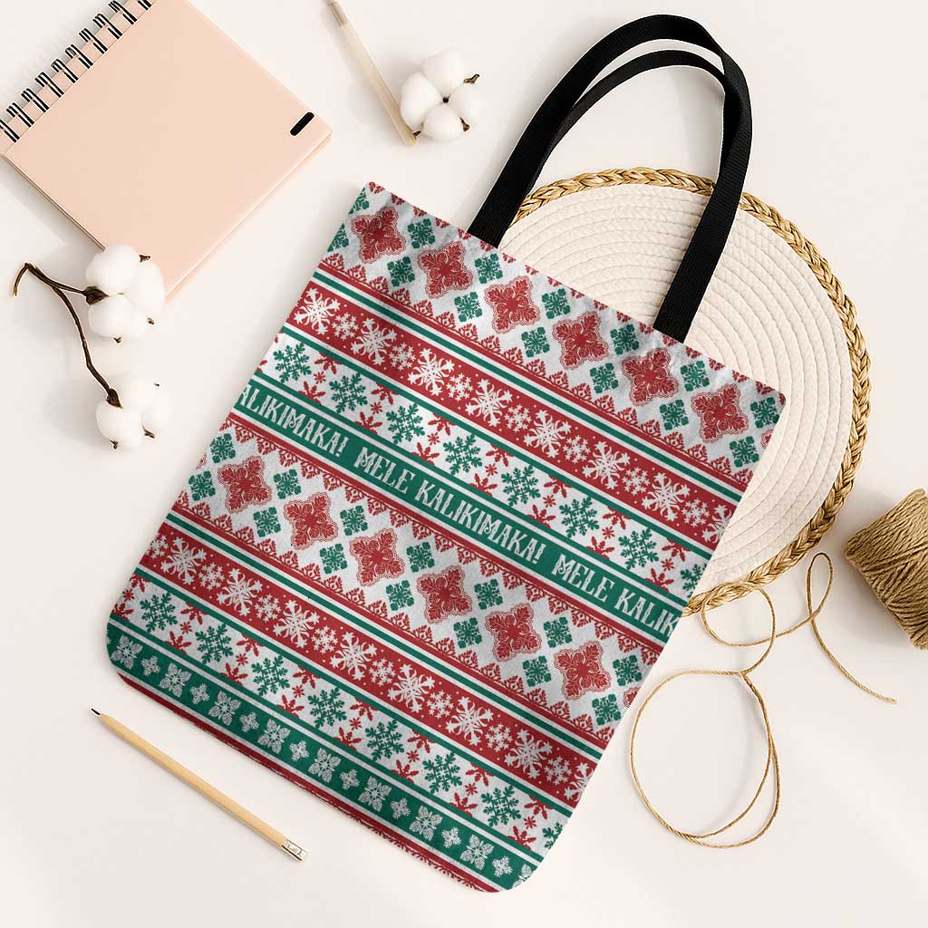 Mele Kalikimaka Hawaii Christmas Tote Bag Hawaiian Quilt Pattern Style - Polynesian Pride