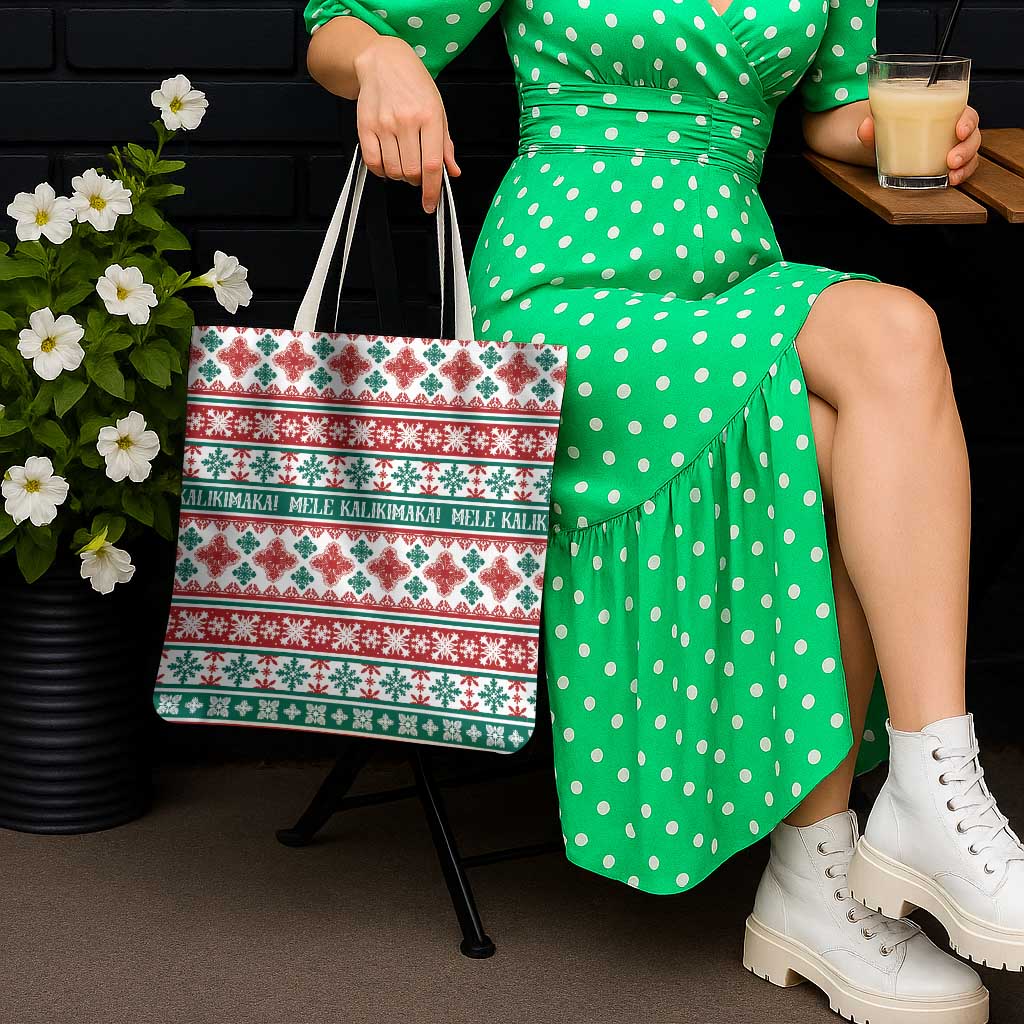Mele Kalikimaka Hawaii Christmas Tote Bag Hawaiian Quilt Pattern Style - Polynesian Pride