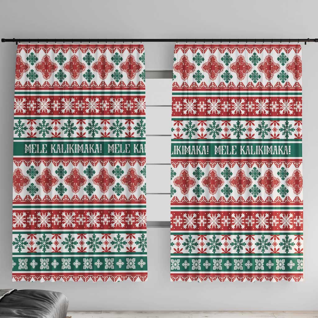 Mele Kalikimaka Hawaii Christmas Window Curtain Hawaiian Quilt Pattern Style - Polynesian Pride