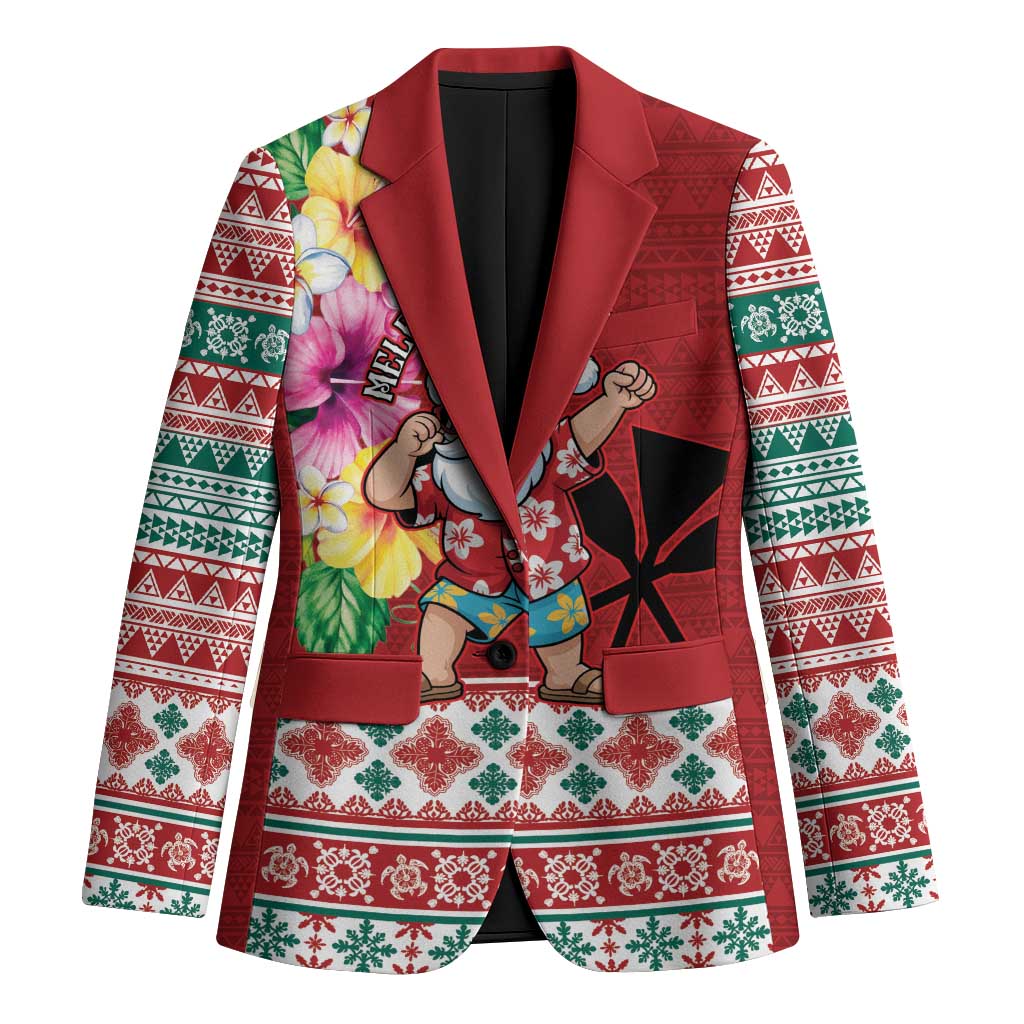 Santa Surf Mele Kalikimaka Personalized Blazer Aloha Tropical Christmas Vibes - Polynesian Pride
