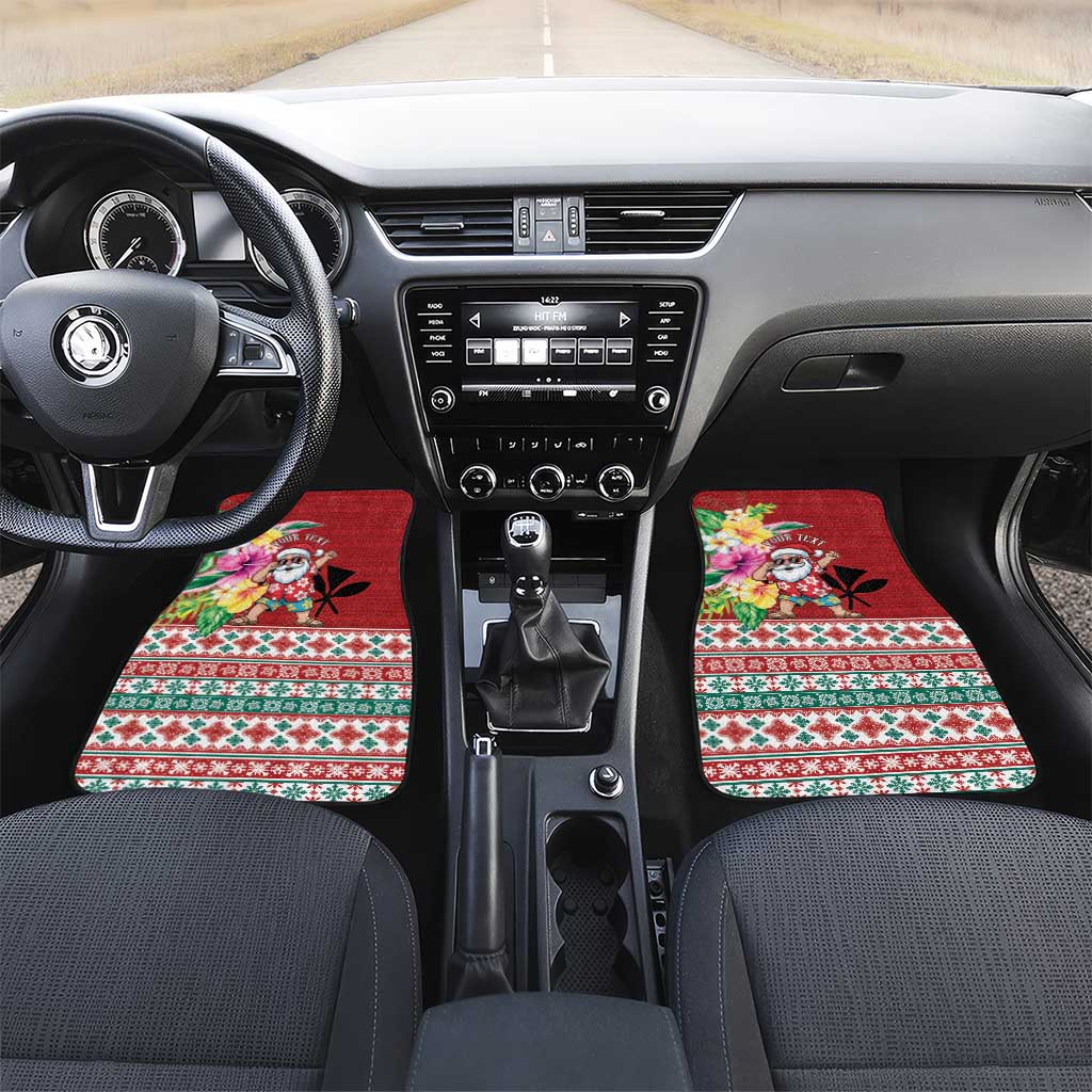 Santa Surf Mele Kalikimaka Personalized Car Mats Aloha Tropical Christmas Vibes - Polynesian Pride