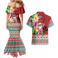 Santa Surf Mele Kalikimaka Personalized Couples Matching Mermaid Dress and Hawaiian Shirt Aloha Tropical Christmas Vibes LT9 - Polynesian Pride