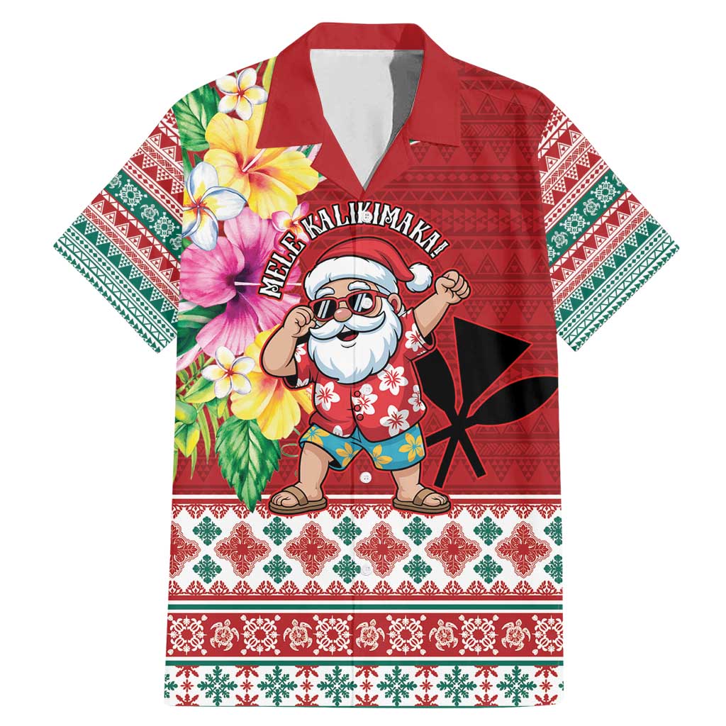 Santa Surf Mele Kalikimaka Personalized Family Matching Mermaid Dress and Hawaiian Shirt Aloha Tropical Christmas Vibes LT9 Dad's Shirt - Short Sleeve Red - Polynesian Pride