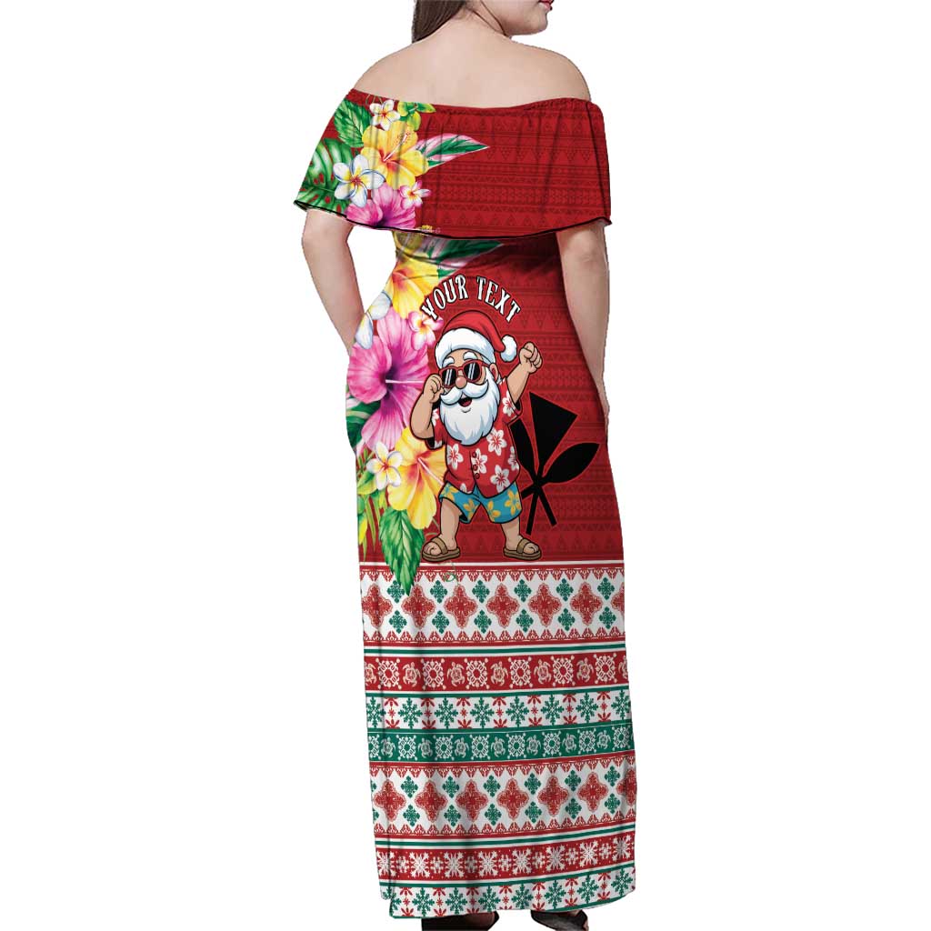Santa Surf Mele Kalikimaka Personalized Family Matching Off Shoulder Maxi Dress and Hawaiian Shirt Aloha Tropical Christmas Vibes LT9 - Polynesian Pride