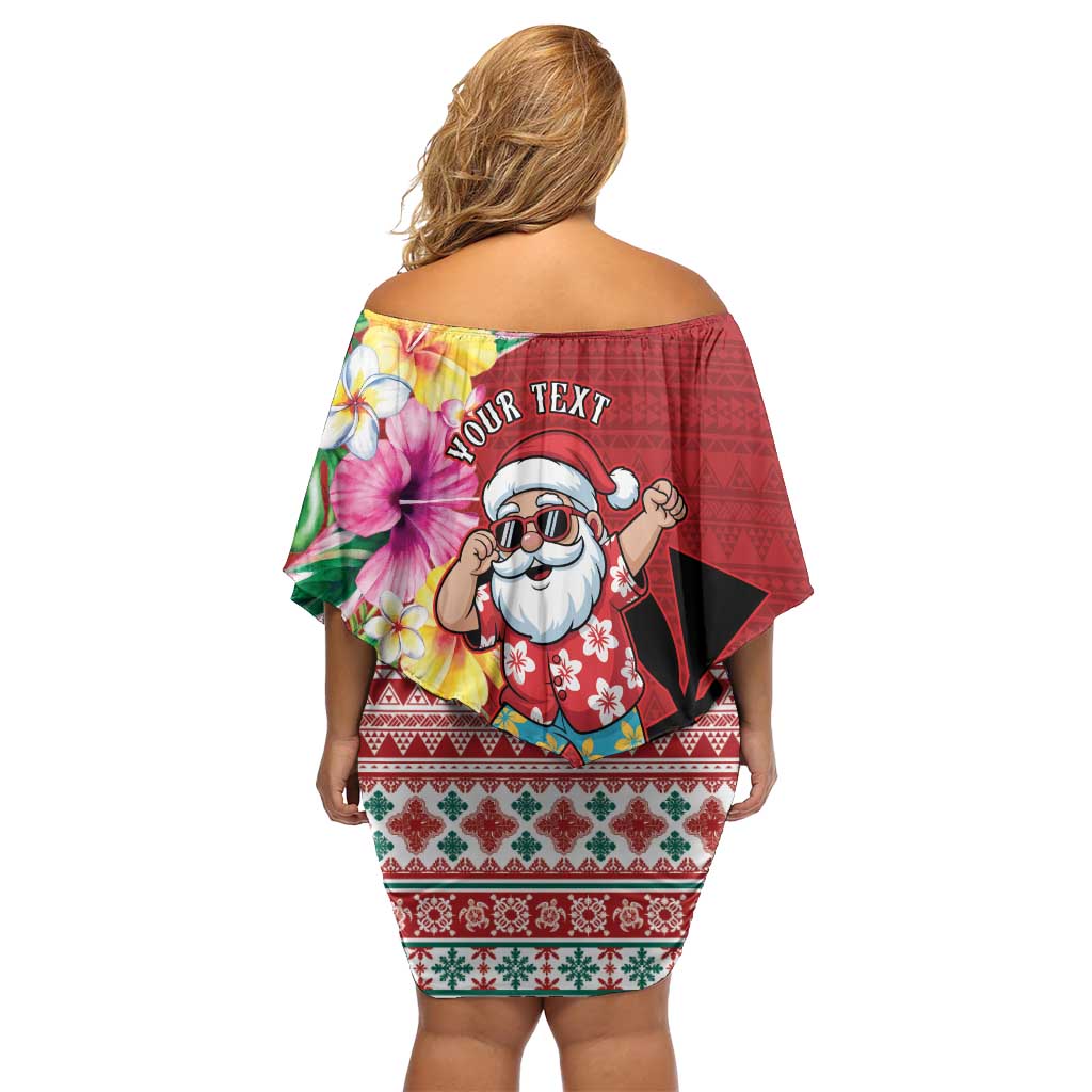 Santa Surf Mele Kalikimaka Personalized Family Matching Off Shoulder Short Dress and Hawaiian Shirt Aloha Tropical Christmas Vibes LT9 - Polynesian Pride