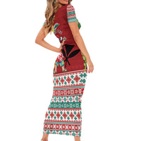 Santa Surf Mele Kalikimaka Personalized Family Matching Short Sleeve Bodycon Dress and Hawaiian Shirt Aloha Tropical Christmas Vibes LT9 - Polynesian Pride