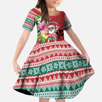 Santa Surf Mele Kalikimaka Personalized Family Matching Summer Maxi Dress and Hawaiian Shirt Aloha Tropical Christmas Vibes LT9 Daughter's Dress Red - Polynesian Pride