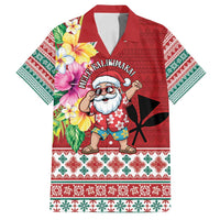 Santa Surf Mele Kalikimaka Personalized Family Matching Summer Maxi Dress and Hawaiian Shirt Aloha Tropical Christmas Vibes LT9 Dad's Shirt - Short Sleeve Red - Polynesian Pride