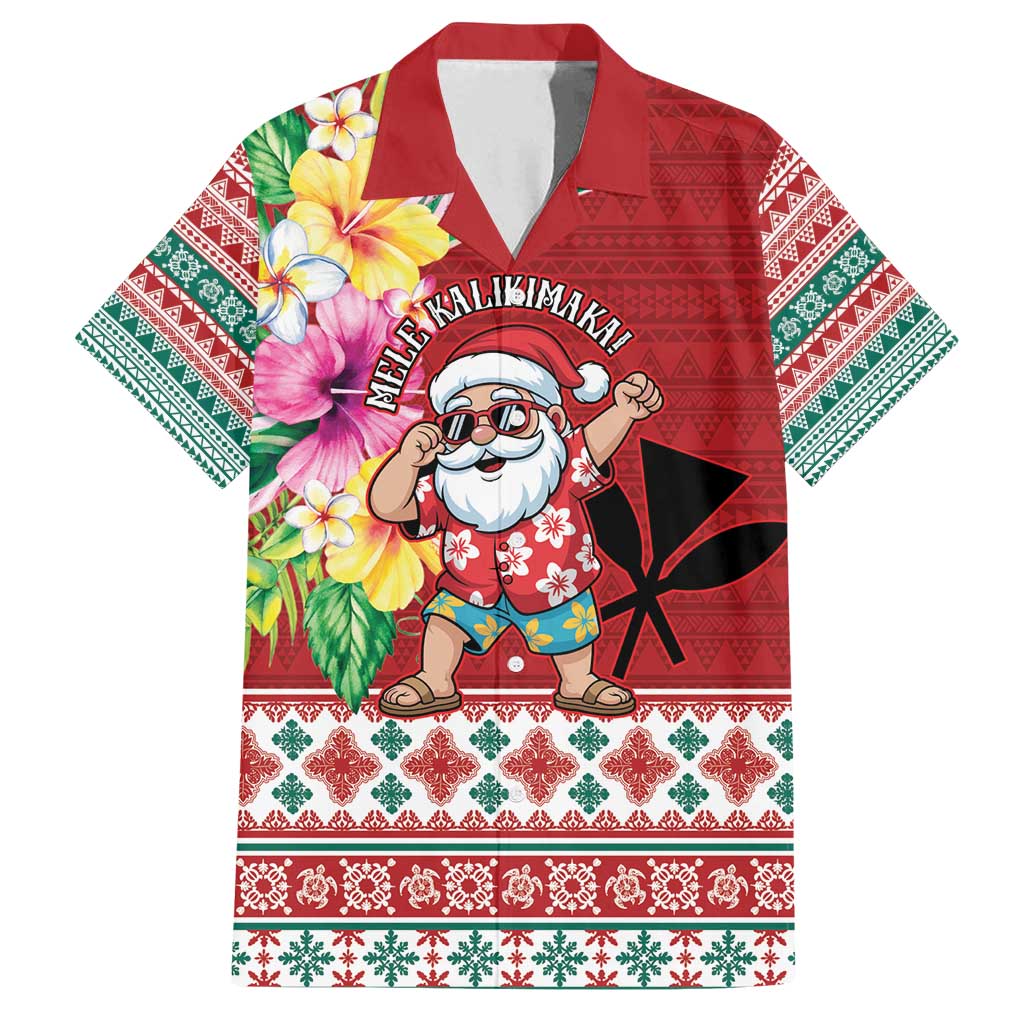 Santa Surf Mele Kalikimaka Personalized Family Matching Tank Maxi Dress and Hawaiian Shirt Aloha Tropical Christmas Vibes LT9 Dad's Shirt - Short Sleeve Red - Polynesian Pride