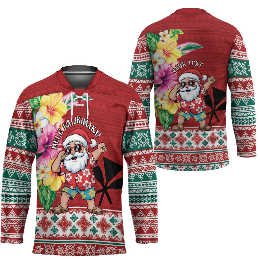 Santa Surf Mele Kalikimaka Personalized Hockey Jersey Aloha Tropical Christmas Vibes - Polynesian Pride