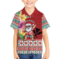 Santa Surf Mele Kalikimaka Personalized Kid Hawaiian Shirt Aloha Tropical Christmas Vibes LT9 Kid Red - Polynesian Pride