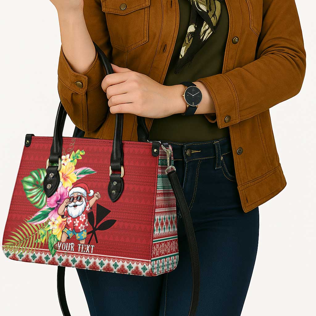 Santa Surf Mele Kalikimaka Personalized Leather Bag Aloha Tropical Christmas Vibes - Polynesian Pride